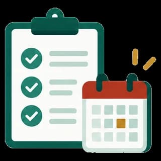 Illustration of a checklist with ticks and a calendar.